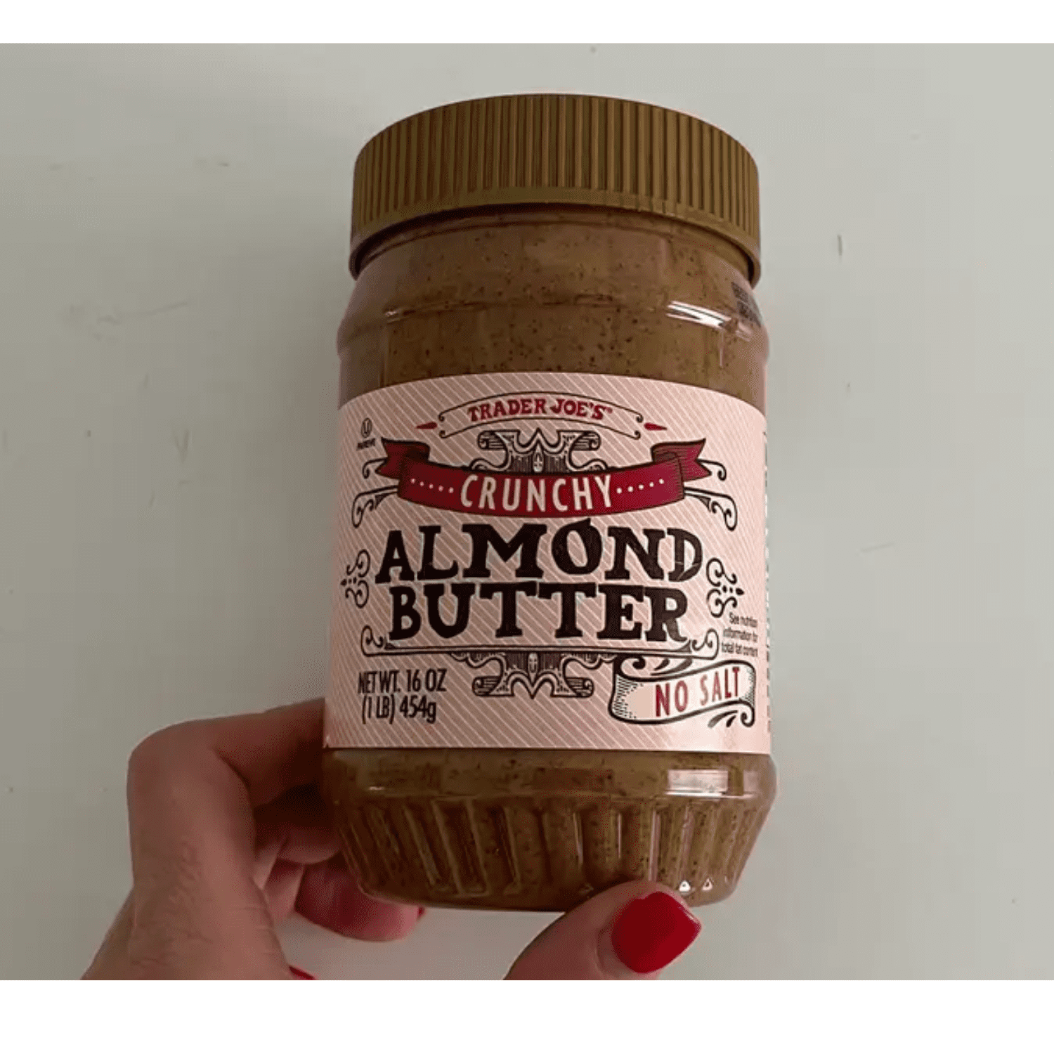 Trader Joes Crunchy No Salt Almond Butter, 16 oz  Pack of 2