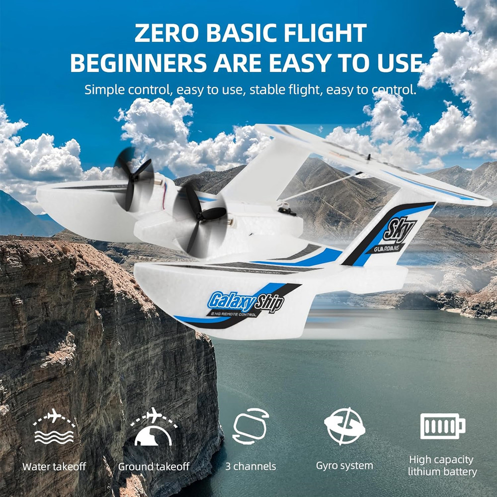 Roofworld RC Plane Boat Glider KF603 Sea and Air Water Land Flying 2.4G 3CH EPP Foam Blue , For Age  Group 18+