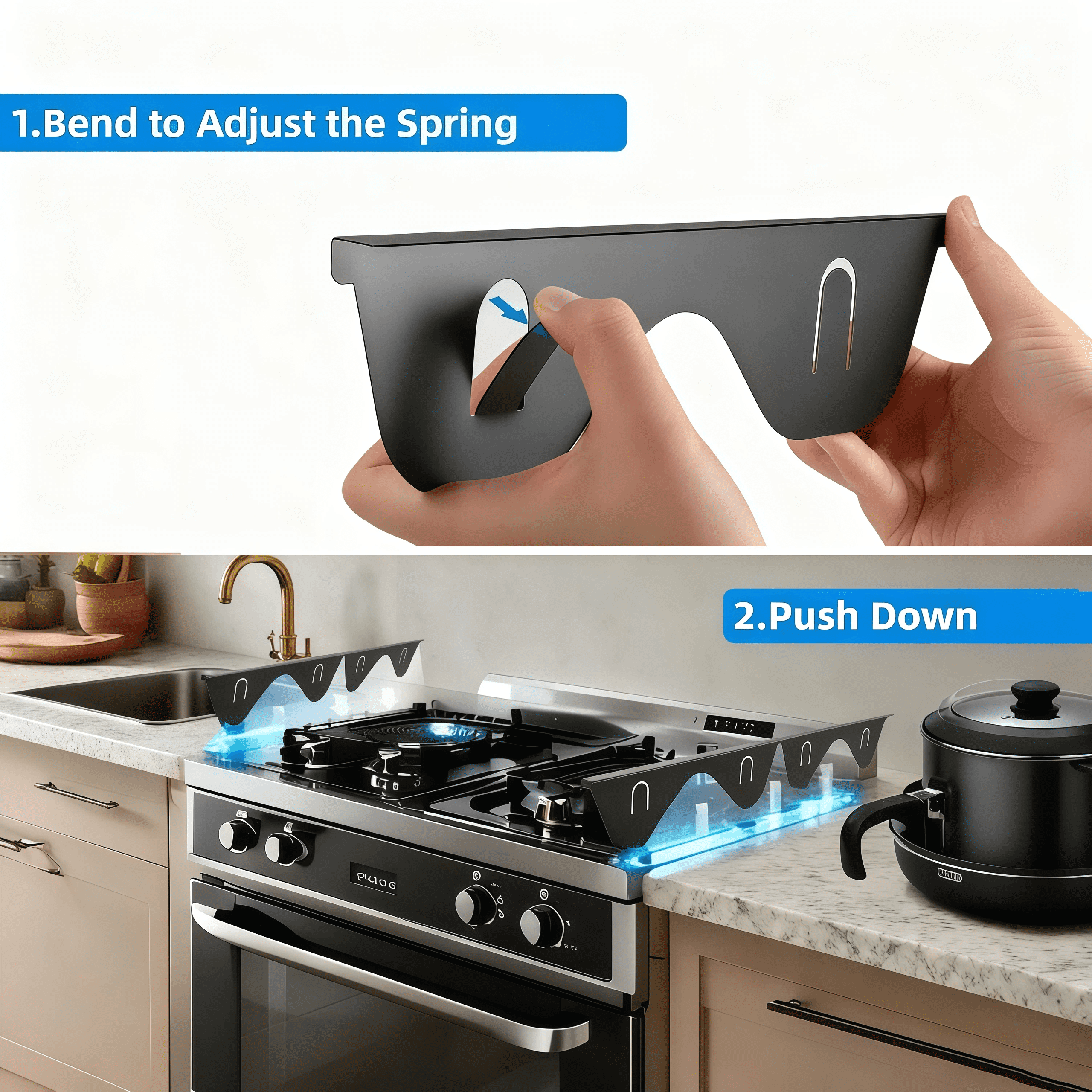 ZHIJYBO 2 Pack Stainless Steel Stove Gap Covers, Stove Gap Filler for Kitchen, Stove Counter Gap Cover Trim Kit, Oven Gap Filler Heat Resistant & Easy Clean,  Adjustable Length 13.8" To 27.5", Black