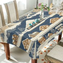 Yayeee Tablecloths 60" x 90" Rectangle Wrinkle Resistant Party Table Cover, Winter Village