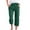 Dark Green, variant on Difdany Bohemian Style Pants Women – High Waisted Wide Leg Cropped Linen Blend, Elastic Paper Bag Waist, Casual Summer Pants with Pockets, Flowy & Stylish for Beach & Travel Mint Green L