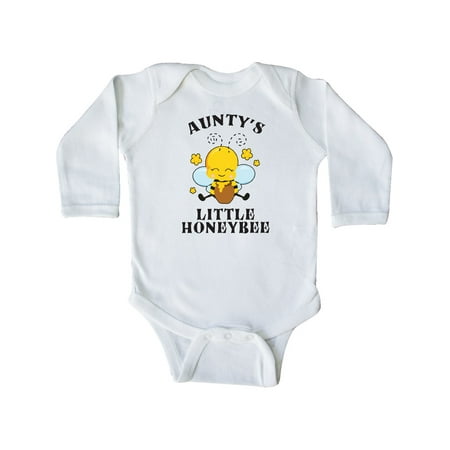 

Inktastic Cute Bee Aunty s Little Honeybee with Stars Gift Baby Boy or Baby Girl Long Sleeve Bodysuit
