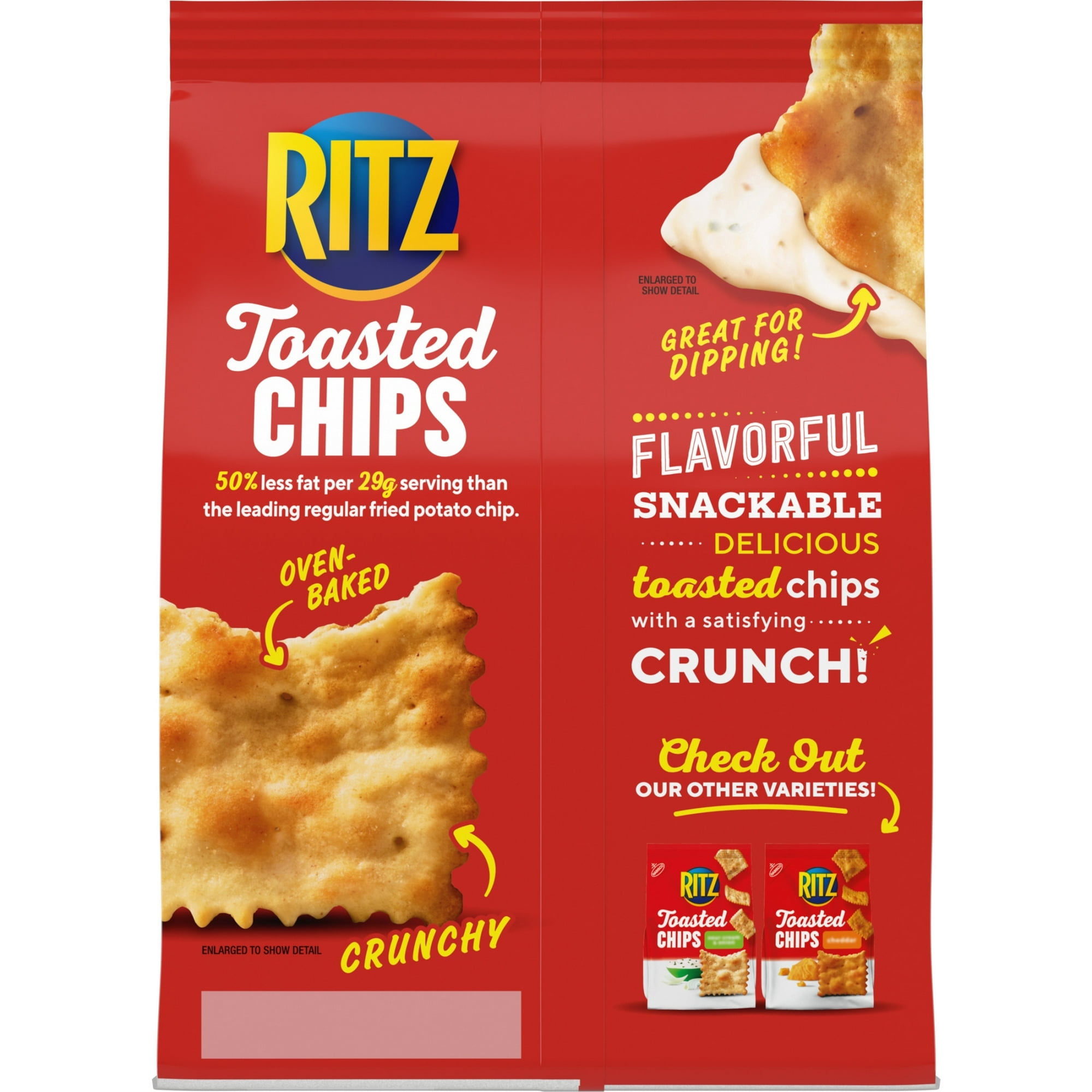 RITZ Toasted Chips Original Crackers, Party Snacks, 8.1 oz, Pack of 4