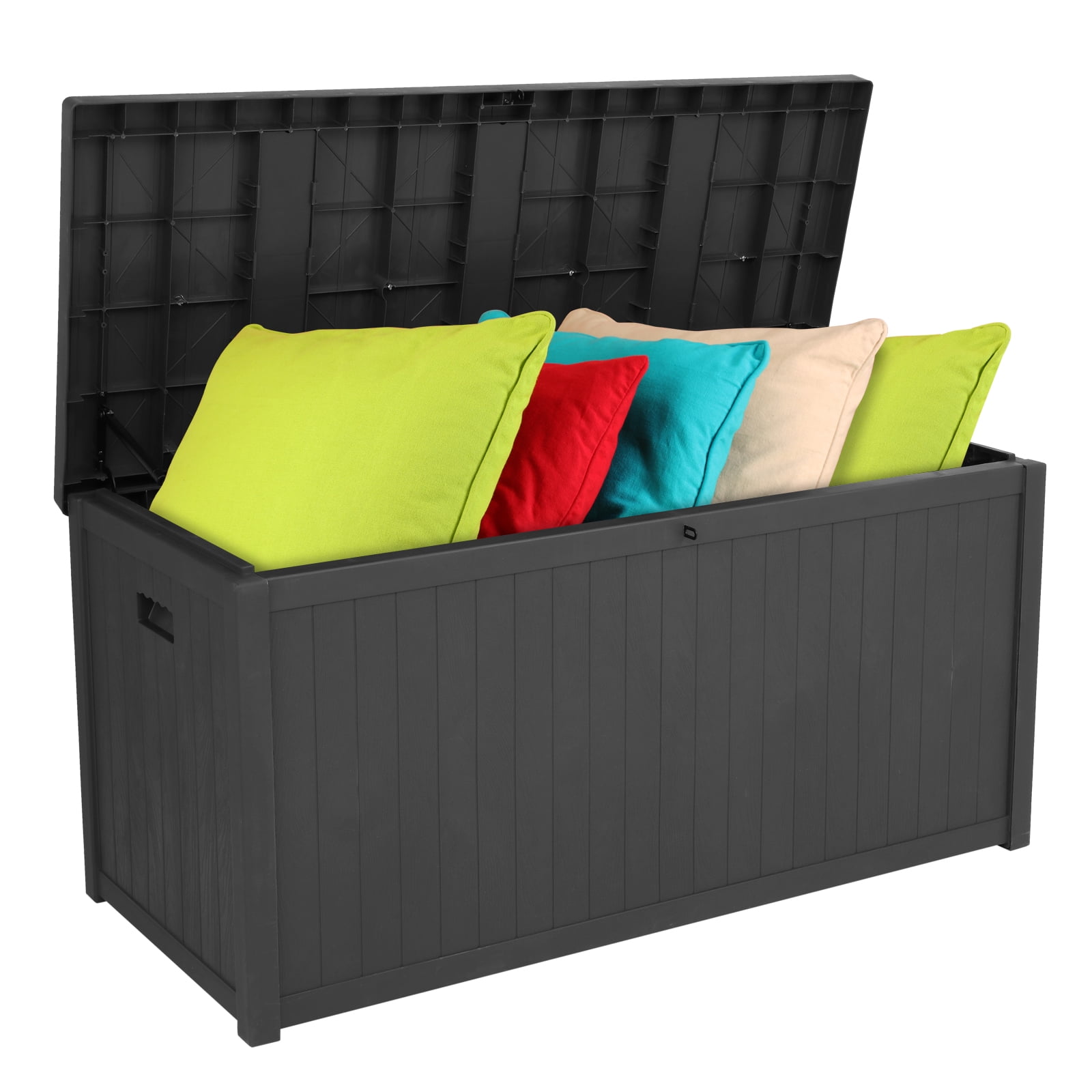 VINGLI 113 Gallon Plastic Deck Storage Box Indoor & Outdoor Lockable