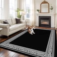 thumbnail image 3 of Black Geometric Large Area Rugs for Bedroom Living Room, Soft Non Slip Carpet Bedside Rug, Country Farm Traditional Chinese Tile Rectangular Floor Cover Kitchen Accent Rug 8'x10' for Office, 3 of 9