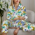 thumbnail image 5 of KLL Summer Leopard Print Women's Long Sleeve Pajamas with Pants Sleepwear Loungewear 2 Set-Large, 5 of 7