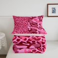 thumbnail image 5 of Manfei Fashion Leopard Camo King Size Comforter Sets, Contemporary Art Animal Print Comforters King Size, Deep Pink, Pink Reversible, 3 Pieces, 1 Comforter and 2 Pillowcases, 5 of 7