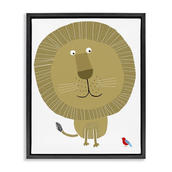 Stupell Industries Bohemian Friendly Lion & Bird Black Floating Frame Canvas Art, 17 x 21, by Carla Daly