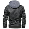 thumbnail image 4 of MANSDOUR Men's Faux Leather Jacket Casual Brown Zip-up Motorcycle Jacket with Removable Hood Black-L, 4 of 8