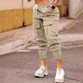 thumbnail image 7 of Lenpel Cargo Pants for Women Elastic High Waisted Drawstring Tapered Travel Hiking Pants Casual Athletic Joggers with Pockets, 7 of 7