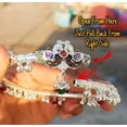 thumbnail image 2 of Traditional Silver Plated Bridal Anklet Pair with Colorful Stones & Ghungroo Bells – Indian Payal Jewelry, 2 of 2