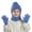 Blue, variant on Children's Adorable Cartoon Three-Piece Set All-in-One Hat, Scarf, and Gloves Warm Ear-Covering Beanie Outdoor Knit Hat (Ages 3-10) -Lined, Thickened Soft and Skin-Friendly,One Size