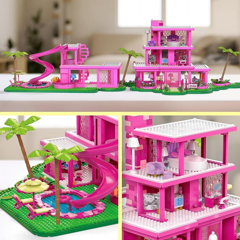MEGA Barbie The Movie Building Toys for Adults, Dream House Replica with 1795 Pieces, Barbie and Ken Micro-Dolls and Accessories, for Collectors