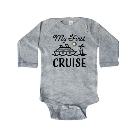 

Inktastic My First Cruise with Cruise Ship and Palm Trees Gift Baby Boy or Baby Girl Long Sleeve Bodysuit