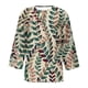 thumbnail image 5 of ICHUANYI Clearance Women's Fashion Three Quarter Sleeve Retro Round Neck Easter Printed Loose Tops Blouse(Khaki, L) ICHUANYI WER2023080806376, 5 of 5