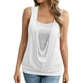 thumbnail image 2 of Homenesgenics Camisoles for Women Summer Solid Color Sleeveless Cowl Neck Sequined Patchwork Tank Top White M, 2 of 9