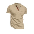thumbnail image 4 of LTTVQM Men's Henley Shirts Short Sleeve Casual Lightweight Slim Fit Basic Button 2026 Spring Summer T-Shirt with Pocket Khaki 3XL, 4 of 4