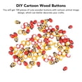 thumbnail image 2 of Wooden Animal Buttons, Adhesive Cute 100pcs DIY Cartoon Buttons Rounded Multipurpose Beautiful  For Clothes For Crafts, 2 of 7