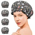 thumbnail image 7 of Shower Caps,Dark Gray Princess Unicorn Cloud Pattern Waterproof Shower Cap for Women 4 Pieces,Double Reusable Hair Cover for Shower PEVA Elastic Stretch Hem, 7 of 7