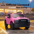 thumbnail image 3 of Kerry Yoo SQ7 Ride on Toys Car, 24V RAM Truck Electric Vehicle for Kids, Pickup Truck, 2 Seater, Bed Storage, Remote Control, Safety Belt, Music- Pink, 3 of 8