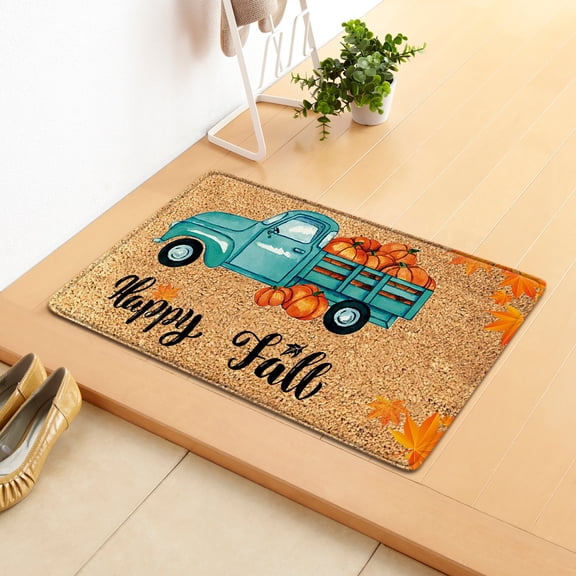 Tuvgenk Door Mats Thanksgiving Halloween Outside Entry Welcome Mats Decorative Non Slip Fall Decor Funny Pumpkin Rug for Dorm Room 16x24 in