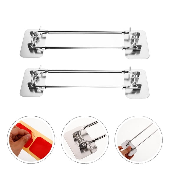 LEORX Travelers 2Set Silver Stainless Steel Storage Bar for Rv Shower Corner Shelf Rod