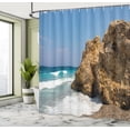 thumbnail image 4 of Ambesonne Teal Tropical Shower Curtain, Rhodes Island Coast, 69"Wx84"L, Ginger and Pale Blue, 4 of 4