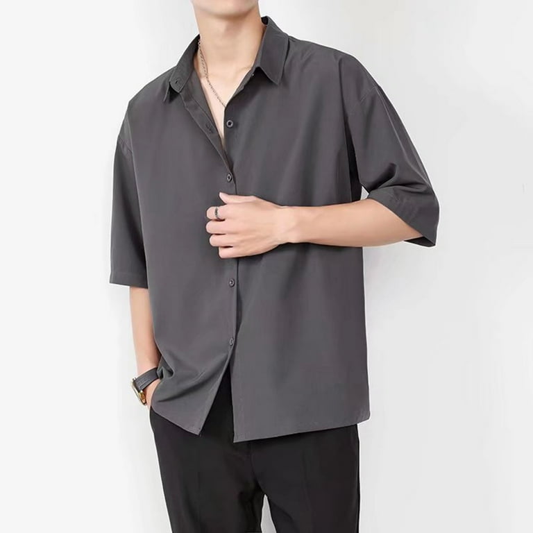 Mens Button Down Shirt Mens T Shirt Top Casual Top Button up with