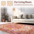 thumbnail image 2 of ODIKA 8'x10' Machine Washable Non-Slip Area Rug, Striking Eclectic Floral High Traffic Rug, Orange, 20594, 2 of 7