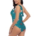 thumbnail image 4 of Gukieu Funny Cat Blue Print One-shoulder Ruffled One-piece Swimsuit with Removable Chest Pads and Tummy-control Swimsuit for Women-XX-Large, 4 of 6