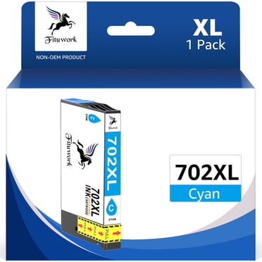 702XL 702 XL 702 Ink Cartridges Replacement for Epson 702XL 702 702 XL T702XL use with Pro WF-3720 WF-3730 WF-3733 Printer 1 Cyan