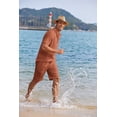 thumbnail image 4 of COOFANDY Men's White Linen Pants and Shirt Set Casual Beach Yoga Outfits 2 Piece Cotton Linen Henley Shirts Loose Pants Sets, 4 of 6