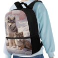 thumbnail image 4 of HUIACONG Snow Wolf Family School Backpack for Daily Student Use Lightweight Multi Compartment Large Capacity for Boys Girls Ages 6‑18 Back to School, 4 of 6