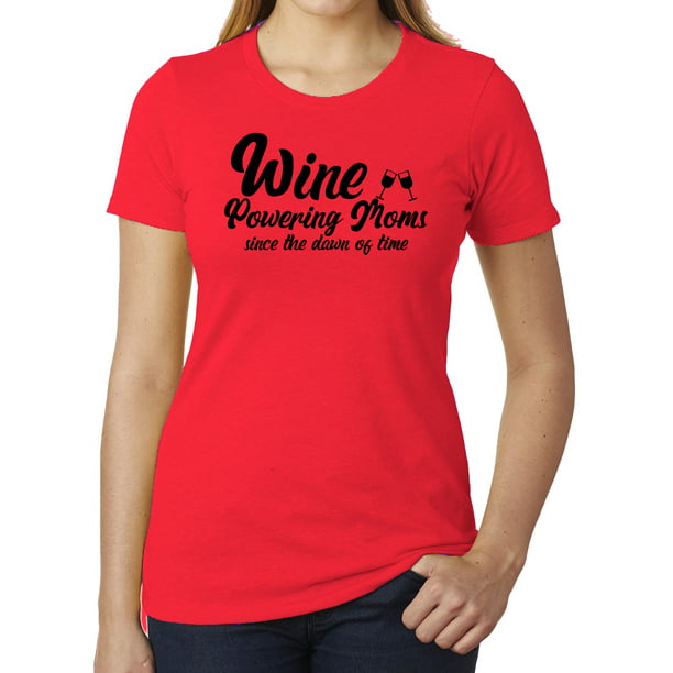 Wine Powering Moms, Funny Mom shirts, Woman's Graphic T-shirts - Heather Red MH200WMOM S28 2XL Walmart.com