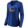 thumbnail image 2 of Women's Stephen Curry Royal Golden State Warriors Playmaker Name & Number Long Sleeve V-Neck T-Shirt, 2 of 3