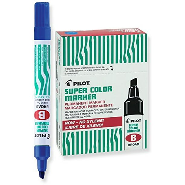 Pilot Super Color Permanent Markers, Broad Chisel Point, XyleneFree