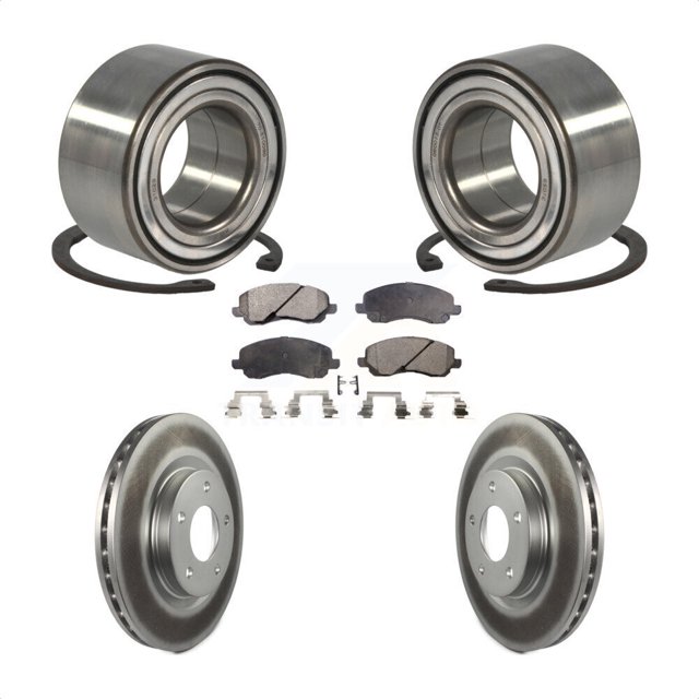 Transit Auto Front Wheel Bearing Coated Disc Brake Rotors and Semi-Metallic Pads Kit for Car Mitsubishi Jeep Outlander RVR Patriot Lancer Compass Dodge Caliber Sport KBB-101434