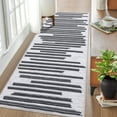 thumbnail image 2 of EastVita Area Rugs Carpets 2'*6' Modern Berber Stripe Runner Rug Indoor Non-Slip Low Pile Bedsides Rug Hallway Kitchen Runners for Laundry Room,Black Beige Beige Black 2ft*6ft, 2 of 7