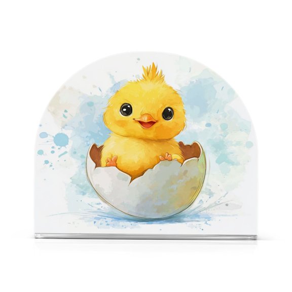 Standing Dining Table Napkin Holder, Napkin Holder for Table Kitchen Acrylic Paper Tissue Organization, Yellow Cute Chick