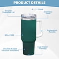 thumbnail image 5 of Sikiie Dark teal green Print Insulated Stainless Water Bottle Lid Travel Mug Cup Insulated Tumblers Cup 40oz Ice Bully With Handle, 5 of 8