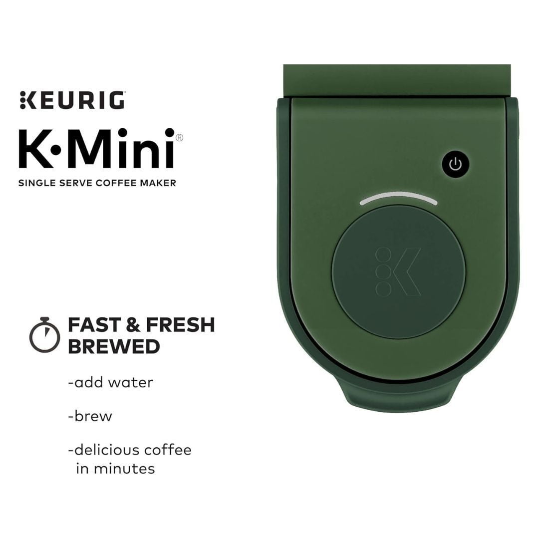 Restored Keurig K-Mini Single Serve Coffee Maker with 6-12Oz Cup Sizes, Quick Brewing, and Removable Drip Tray, Evergreen (Refurbished)