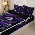 thumbnail image 3 of Homewish Halloween Horror Skull Zipper Twin Comforter Sets with Fitted Sheet and 2 Pillowcases,Goth Romantic Rose Zipper Bedding Set,Purple,Black Reversible,4pcs, 3 of 8