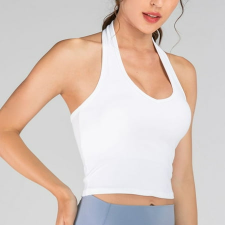 

Women Hanging Neck Solid Color Vest Backless Breathable for Yoga Fitness Sport