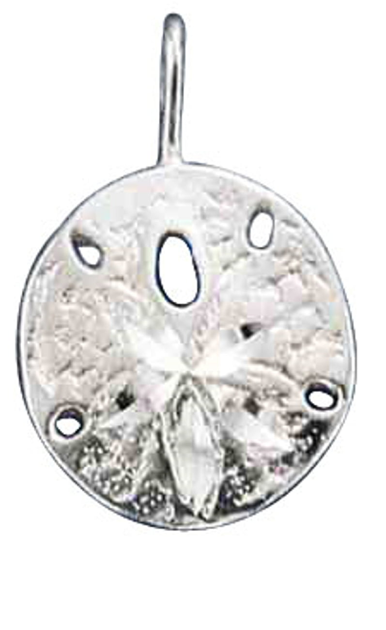 Sterling Silver Girls .8mm Box Chain 3D Sand Dollar Pendant Necklace