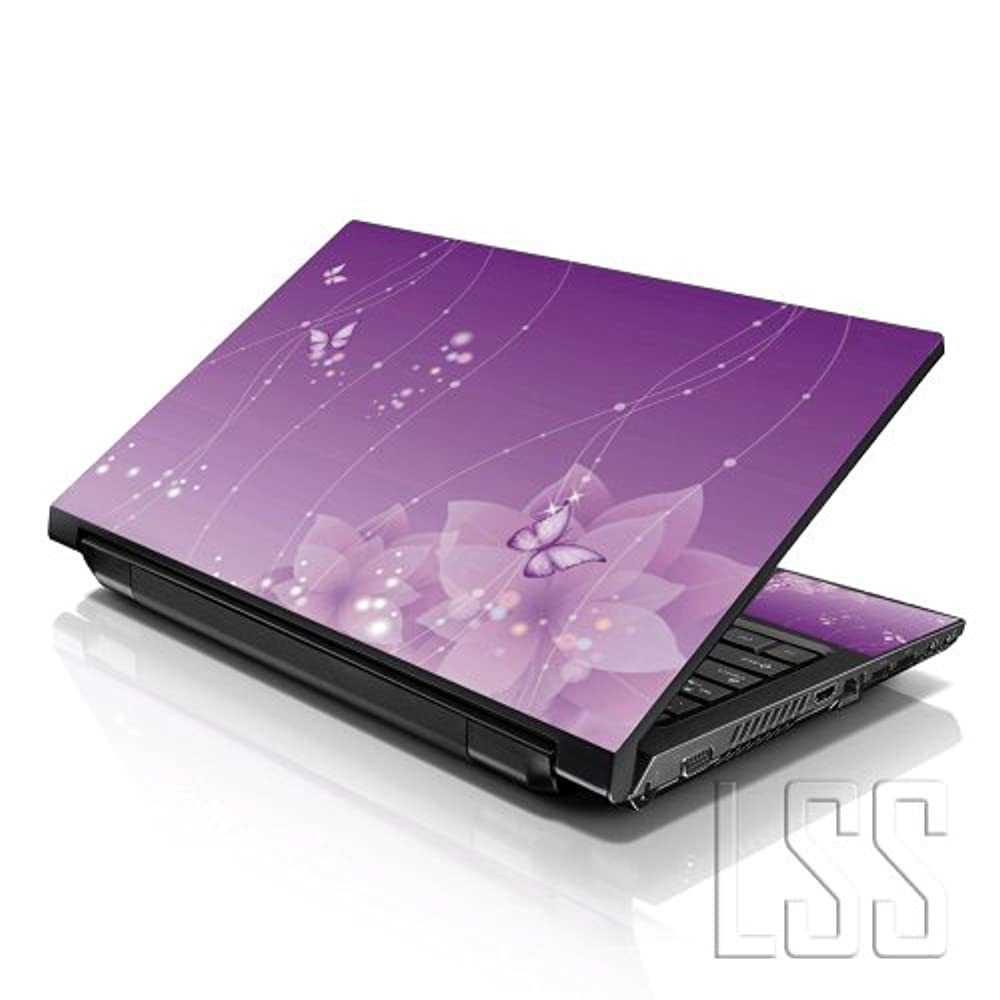 LSS 15 15.6 inch Laptop Notebook Skin Sticker Cover Art Decal Fits 13.3" 14" 15.6" 16" HP Dell Lenovo Apple Asus Acer Compaq (Free 2 Wrist Pad Included) Purple Butterfly - image 2 of 3