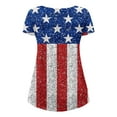 thumbnail image 4 of Ecqkame American Flag Shirt Tops Womens 4th of July T-Shirts Women's Independence Day Patriotic V-neck Button-down Meat Covered Short Sleeve Tops Blue XL, 4 of 5