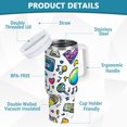 thumbnail image 2 of Yayeee 40oz Double-Wall Insulated Stainless Steel Tumbler with Handle Bottle, Blue Doodle Pattern, 2 of 8