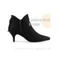 thumbnail image 5 of BLISSFUL STEP Pointed Toe Bow Cutout Kitten Heel Ankle Booties for Women Black 6, 5 of 7