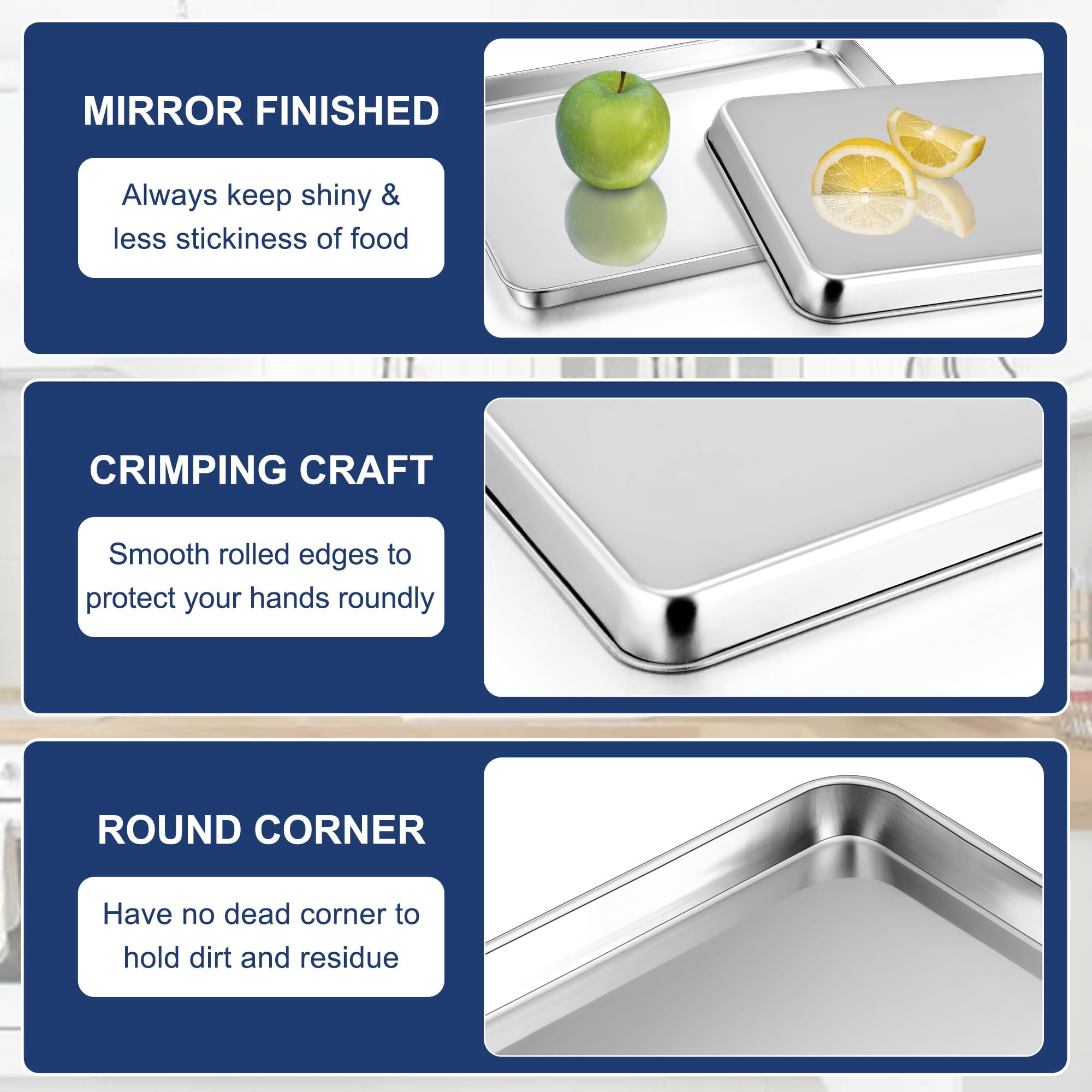 Baking & Cookie Sheets 17.3 Inch Stainless Steel Oven Pan Tray Set of 2