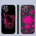 thumbnail image 4 of Silicone Case for iPhone 15 14 SE 13 Pro 8 7 Plus 6s XR 11 XS X 12Mini 14 Pro Max Phone Black Cover Hello Kitty Pink Kitty White advanced, 4 of 7
